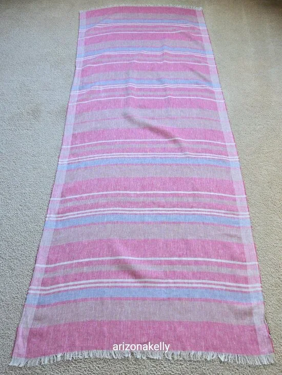 NWOT Brooks Brothers Linen Striped Scarf Pink, White & Blue - Picture 8 of 8